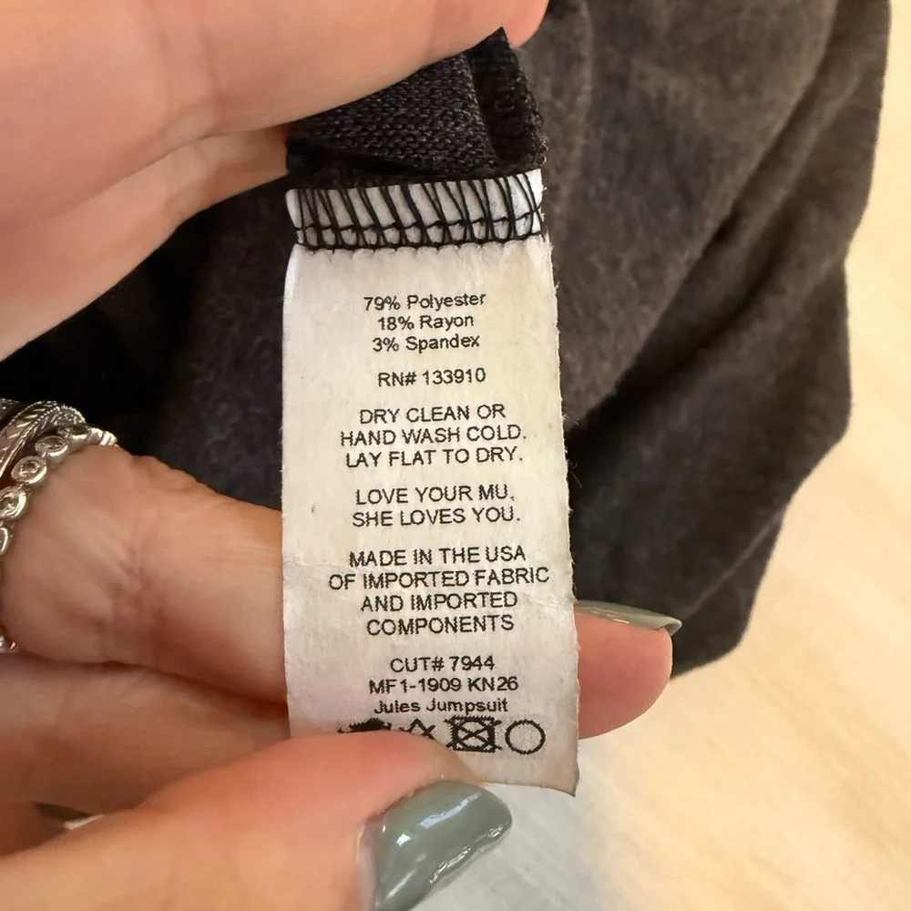 NWT Show Me Your MUMU Jules Cozy Loungewear Jumpsuit Charcoal Gray Size small - Picture 7 of 7